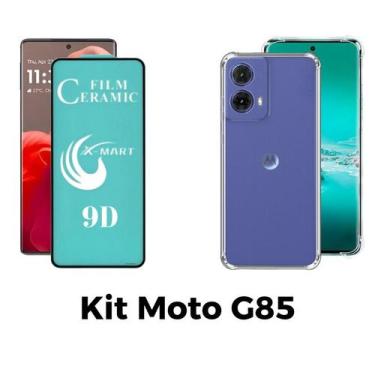 Imagem de Kit Capa Transparente + Película de Cerâmica para Motorola Moto G85 - 