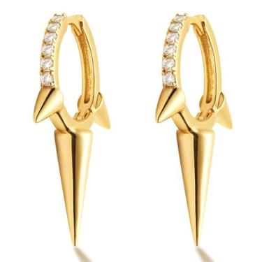 Imagem de Brincos de argola em ouro 14 K com geometria de ouro BENEIGE feitos à mão delicados brincos de argola com contas semiicírculo para mulheres