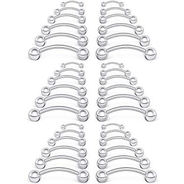 Imagem de SCERRRING 18 – 36 peças Brincos de aço inoxidável 16G com sobrancelha Tragus Helix Rook Daith língua mamilo umbigo lábio barra piercing corporal joia 6 – 16 mm