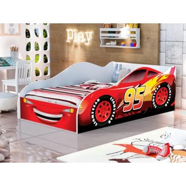 Imagem de Mini Cama Carro Infantil Meninos Adesivada Personagens 100% MDF (95 vermelho)