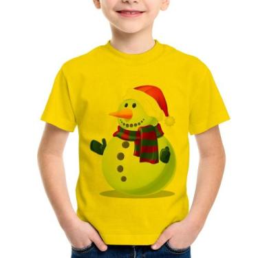 Imagem de Camiseta Infantil Boneco de neve - Foca na Moda, Amarelo, 4