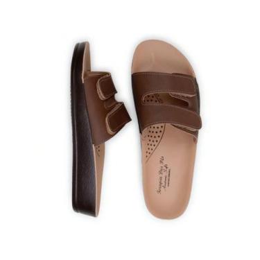 Imagem de Sandalia Chinelo Feminino Ortopédico  Confortavel Terapia dos Pés, Caf