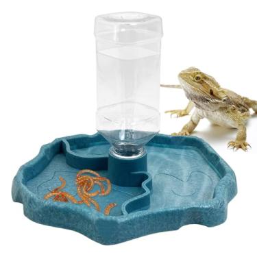 Imagem de Garrafa de água de réptil da Tfwadx, alimentadores automáticos de tartaruga para tigela de água e alimentadores de água para animais de estimação, recipiente de alimentação para camaleão de tartaruga de lagarto