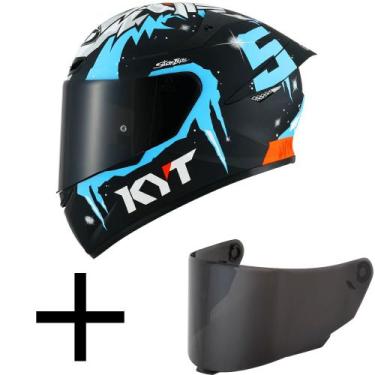 Imagem de Capacete KYT TT Course Masia Winter Test Preto e Azul Brilhante Mais V