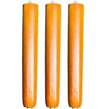 Imagem de Kit 03 Pés Palito Madeira 25 cm Rosqueável P02 Móveis Poltrona Puff Me