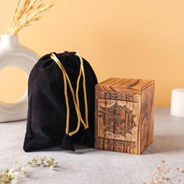 Imagem de Hashcart Urnas pequenas para lembrança de cinzas 5,4 kg urnas de animais de estimação feitas à mão para cães, gatos, madeira, cremação, favores funerários, mini urnas funerárias