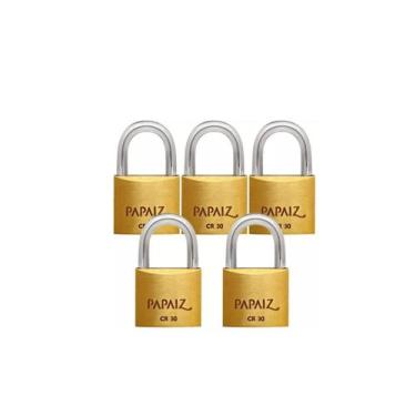 Imagem de Kit 5 Cadeado Mesmo Segredo 30MM Papaiz Segurança Latão