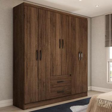 Imagem de Guarda-Roupa Casal Panamá 6 Portas 2 Gavetas Castanho - Panorama Móvei
