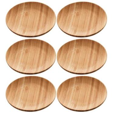 Imagem de Kit 6 Pratos de Bambu 11cm Petiscos Aperitivos Entradas Mesa Posta Eve