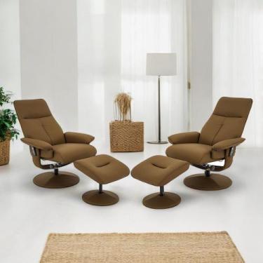 Imagem de Kit 2 Poltronas Reclinável de Massagem com Apoio de Pés e Giratória De