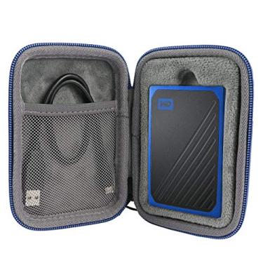 Imagem de Capa de viagem rígida Co2crea para WD My Passport Go Cobalt SSD 500G / 1 TB Portátil Armazenamento externo, Black Case + Blue Zipper