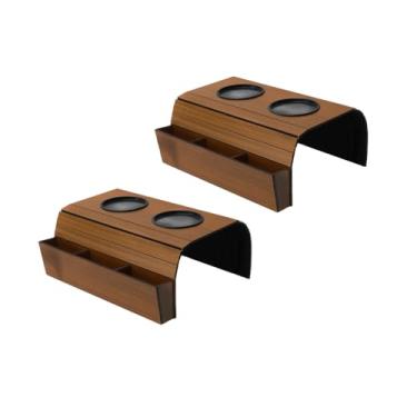 Imagem de BOXFAN Esteira De Sofá Kit 2 Unidades Porta Controle + Porta Copos Bandeja Flexível Apoio Cerveja Cor Caramelo