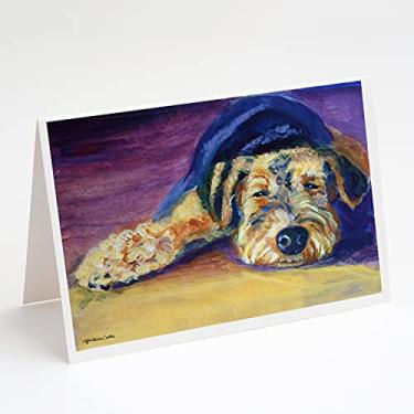 Imagem de Caroline's Treasures 7344GCA7P Snoozer Airedale Terrier Cartões e Envelopes Pacote com 8, 7 x 5, multicolorido