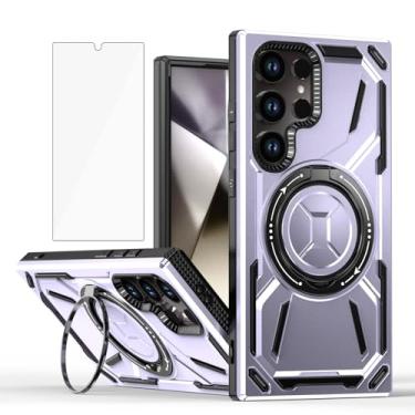 Imagem de Capa de telefone compatível com Samsung Galaxy S24 Ultra 5G e protetor de tela de vidro temperado Suporte de anel de metal com suporte à prova de choque S24Ultra 24S S 24 24Ultra Capa para mulheres e