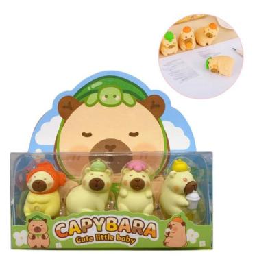 Imagem de Borracha Mini Escolar 4 Unidades Modelo Capivara Estilosa Kawaii - Bor