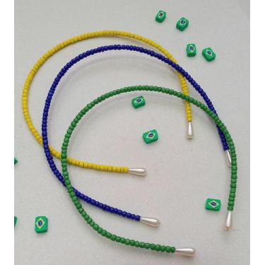 Imagem de Lote 3 tiaras micangas Brasil copa - Mimos da Julia 
