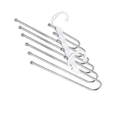 Imagem de Calça Pendurada Rack, Calça Cabides de Espaço Economizando Várias Camadas de Calças Multifuncionais para Calças Lenços de Brancos Dobráveis, Cabides de Calça