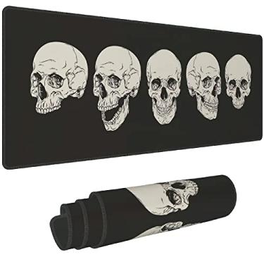 Imagem de elightvap Mouse pad para jogos grande, mouse pad estendido de esqueleto de caveira, tapete de mesa de borracha antiderrapante bordas costuradas, acessórios decorativos de mesa, adequado para casa, escritório 90 x 40 cm