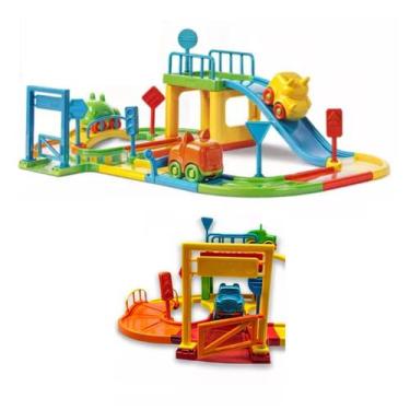 Imagem de Pista Baby Animal, Brinquedo Educativo com 2 Carrinhos, Rampa e Acessó