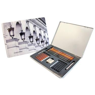 Imagem de Estojo Metal Giz Pastel, Carrés e Crayon com 15 Peças Conte à Paris 2185