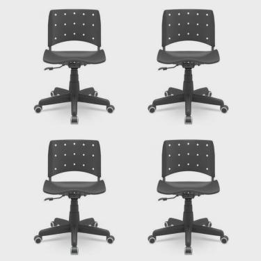 Imagem de Kit 4 Cadeiras para Escritório Ergonômica Secretária Giratória Ergoplax Mais Nr17