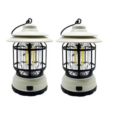Imagem de Lampião Retrô Lanterna Luminária LED Pilha Portátil para Camping, Pesc