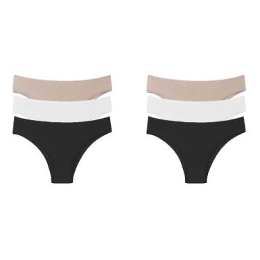 Imagem de Kit 6 Calcinhas Tanga Cotton Algodão Básica Lisa - QLC SPORT, GG, Sort