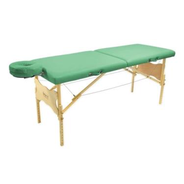 Imagem de Maca Profissional Portátil Antares Legno – 65 cm de largura, Altura Regulável, Capacidade para Até 300kg (Verde Claro)