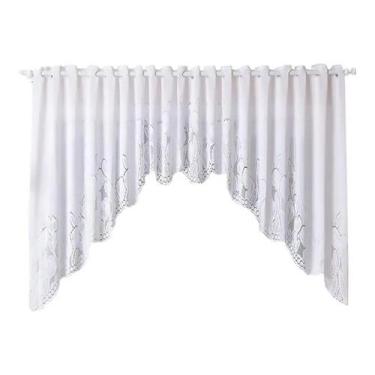 Imagem de Cortina Renda Cascata Tulipinhas Branca Cozinha - Interlar
