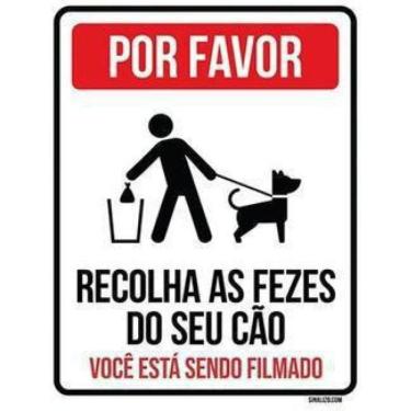 Imagem de Kit 10 Placas Por Favor Recolha Fezes Seu Cão Filmado 18X23