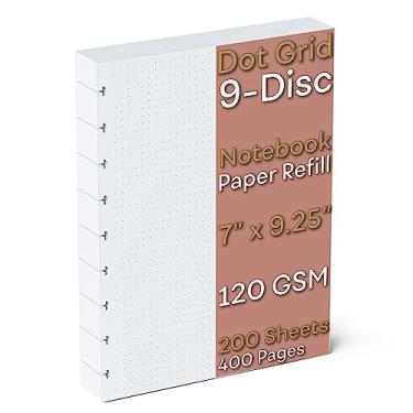 Imagem de Papel quadriculado pontilhado Discbound, refil de 120 GSM, 200 folhas (400 páginas), 9 inserções pré-perfuradas para planejador Happy Planner, folha solta, branco, 17,8 cm x 24,5 cm