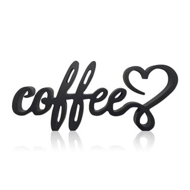 Imagem de AWISBI Placa De Decoração Bar Madeira Para Café, Acessórios Café Fazenda, Mesa Centro Rústica, Cozinha, 9,4" X 4,2" Com Suporte, Presente Cozinha (Preto)