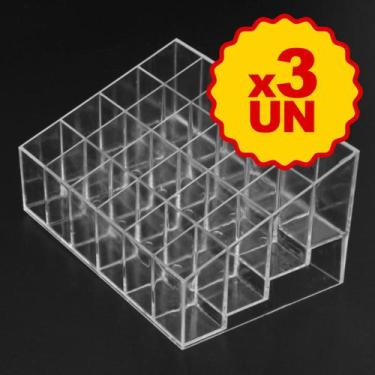 Imagem de Kit 3 Suportes Organizadores em Acrílico 24 Batons Rímel Maquiagem - Y