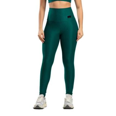Imagem de Legging Poliamida Canelada Verde Massam Fitness, P