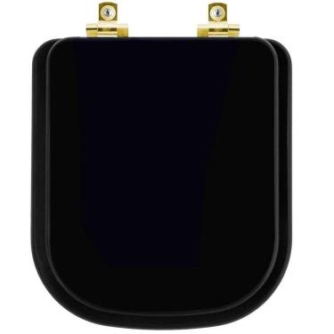 Imagem de Assento Sanitário Com Amortecedor Axis ébano (preto) Para Vaso Deca Com Ferragem Dourada