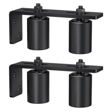 Imagem de Sdstone Guia De Portão De Correr Rolo 2 Preto Com Suporte De Poste Traseiro Em L, Rolos De Portão De Correr Ajustáveis Universais, Kit De Portão De Correr Resistente Para Portões De Correr E Portas