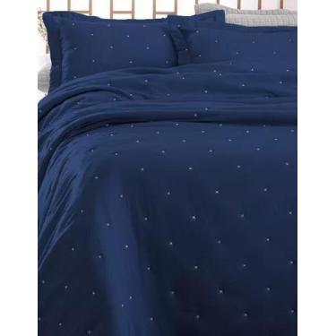 Imagem de Kit Cobre Leito 3 peças Queen Extra Soft Rozac  Maxime, azul marinho