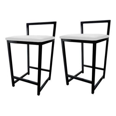 Imagem de Kit 2 Banqueta Baixa Quadrada Industrial Cozinha Balcão Bar - Moveraço