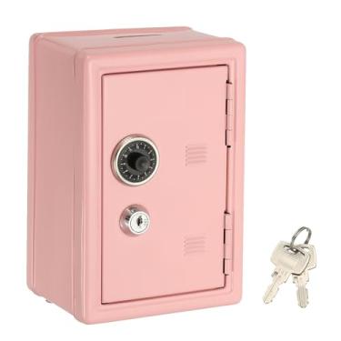 Imagem de PATIKIL SAFECaixa de dinheiro com fechadura, mini cofre para dinheiro, pequeno banco, caixas de economia de dinheiro com bandeja 2 chaves para relógios de dinheiro, joias, itens pessoais, rosa