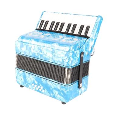 Imagem de BTER Acordeão, 22 Teclas 8 Baixo Tiras Ajustáveis Acordeão para Piano Celuloide, Padrão Internacional Profissional Tuning Instrumento Musical para Iniciantes Adultos Estágio Performance (Azul Celeste)