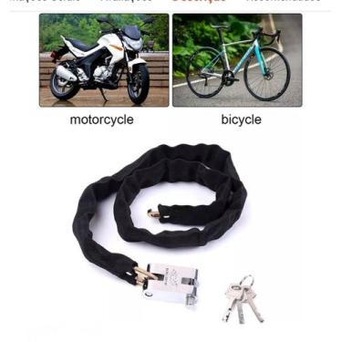 Imagem de Cadeado Antifurto Para Moto Com Trava Tranca Com 03 Chaves Corrente em