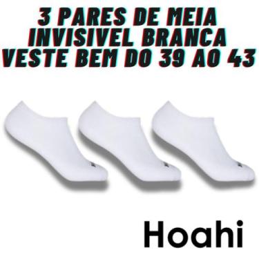 Imagem de 3 Pares de Meia Invisivel Branca 39 AO 43 Hoahi REF 18020