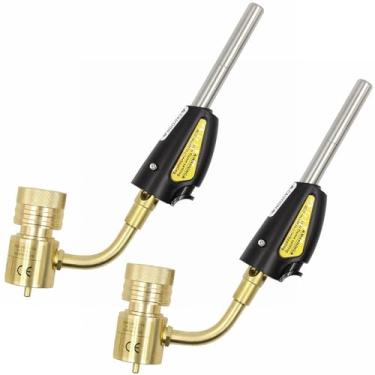 Imagem de QWORK Turbo Torch Tips, 2 Pack Torch Swirl, MAP-Pro/LP Gas, Self Lighting, Gas Self Ignition Turbo Torch Regulator Brazing Soldering Welding Plumbing Gun