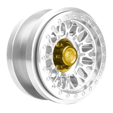 Imagem de BEAXTURBO Racing Upgrade Parts CNC 2.9''Aluminum Bead Lock Wheel for Axial SCX6 Trail Honcho 1/6 Silver 1pcs (Silver-Gold)