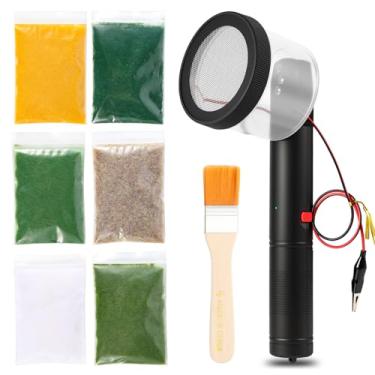 Imagem de Spriplant Kit de mini aplicador de grama estática - 3 a 5 mm, aplicador ABS de 6 cores com alça antiderrapante para cenário de modelo DIY, mesa de areia, diorama de trem, artesanato em terreno de