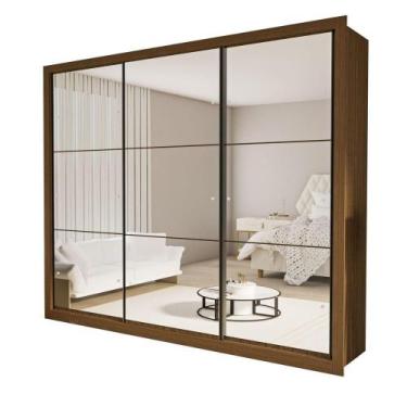 Imagem de Guarda Roupa 3 Portas de Correr Todo Espelhado 6 Gavetas Ravena Minast