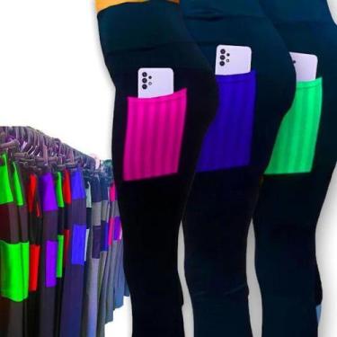 Imagem de Kit c/3 Calça Fitness Treino Casual Legging Leg Bolso Celular NTR 144 