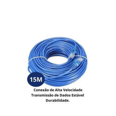 Imagem de Cabo de Rede Ethernet CAT6 15Metros com Conector RJ45 Cabo LAN para Ga