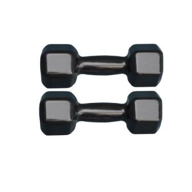 Imagem de Par De Halter Sextavado Emborrachado 9Kg Academia Treino - Camarx