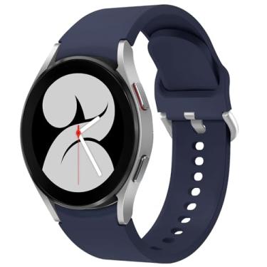 Imagem de Pulseira esportiva compatível com Samsung Galaxy Watch 5 de 40 mm e 44 mm/Watch 5 Pro, pulseira de substituição de silicone sem lacuna de 20 mm para Samsung Galaxy Watch 4 de 40 mm e 44 mm – Azul meia-noite
